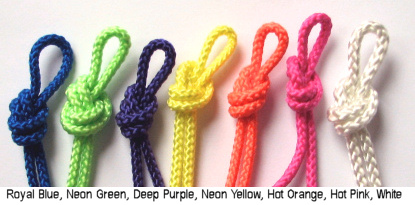 Royal Blue, Neon Green, Deep Purple, Neon Yellow, Hot Orange, Hot Pink, White